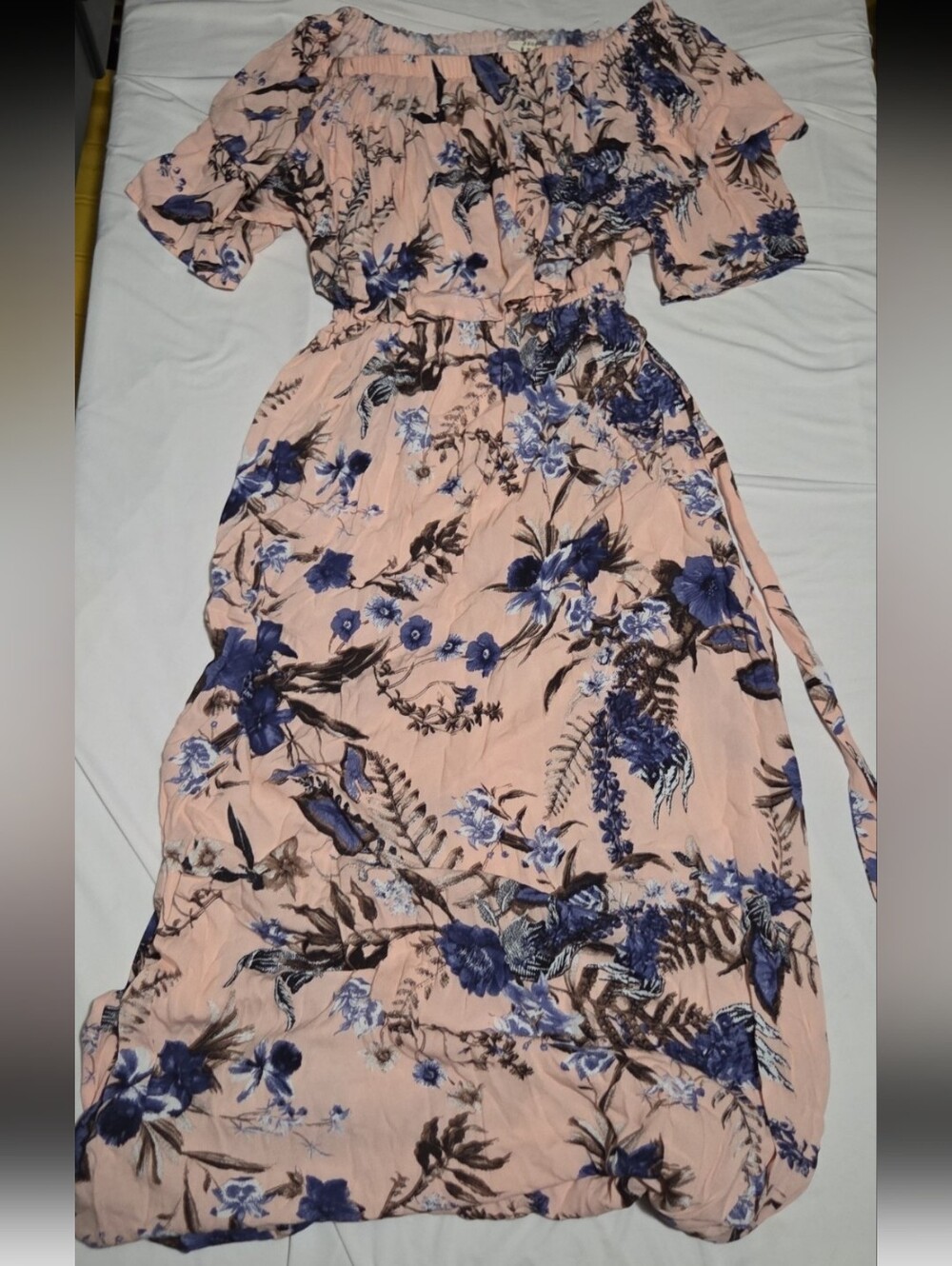 Easel Women's medium pink blue floral maxi dress #30